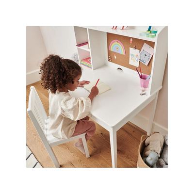 Homesmiths Junior Wooden Study Desk with Shelves & Drawers, White, H114 cm x W90 cm x D60 cm (Chair Not Included)