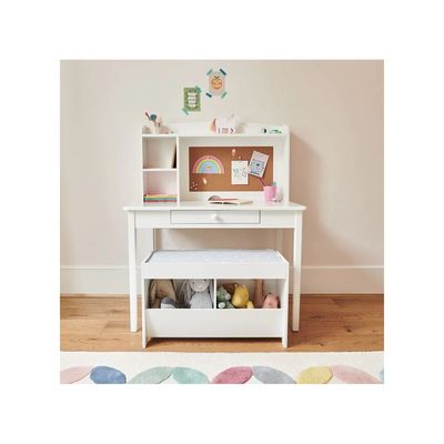 Homesmiths Junior Wooden Study Desk with Shelves & Drawers, White, H114 cm x W90 cm x D60 cm (Chair Not Included)