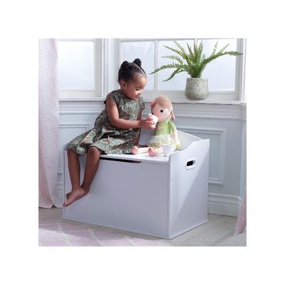 Homesmiths Toy Box - White Wooden Storage Bench with Lid for Kid & Toddler Room - Playroom Organizer for Girls & Boys L76.2cm x W45.72cm x H53.97cm