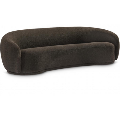 Snug Rounded Back Rich Brown Modern Boucle Sofa