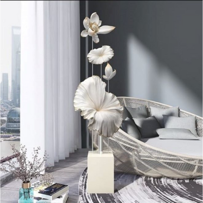 Luxury Modern Home Decoration Stand Gibbs In Flower Shape + 25D X 25W X 150H cm +White
