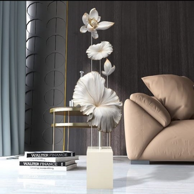 Luxury Modern Home Decoration Stand Gibbs In Flower Shape + 25D X 25W X 150H cm +White