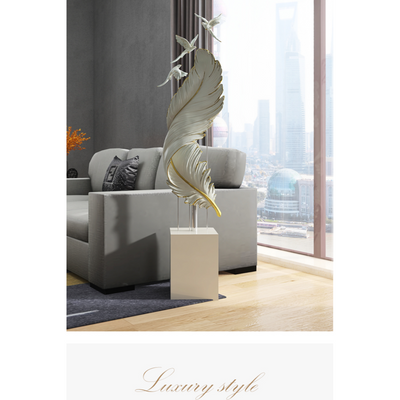 Luxury Modern Home Decoration Stand Gibbs In Feather Shape - 25D X 25W X 150H cm - White