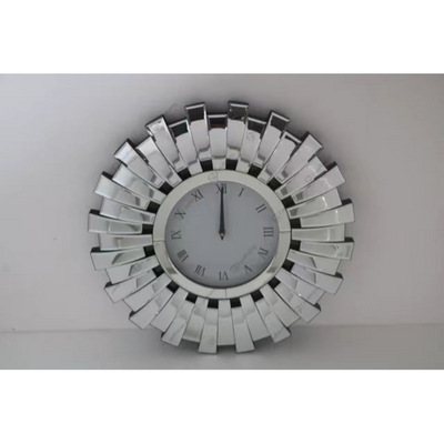 ساعة حائط دائرية للزينة من الريزين  بأرقام رومانية - فضي