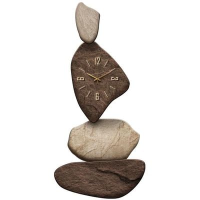 Wooden Large Stone Shape Wall Clock Unique Irregular Home Décor Art Living Room