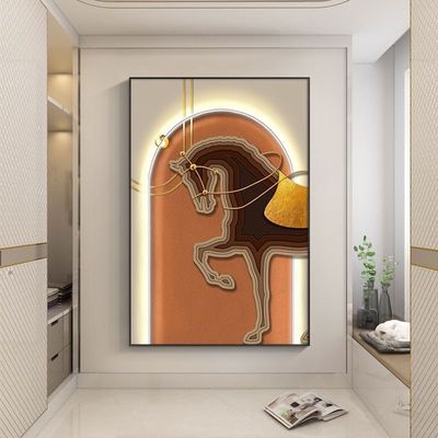 لوحة جدارية بتصميم حصان مزودة بإضاءة LED مقاس 150*200 سم