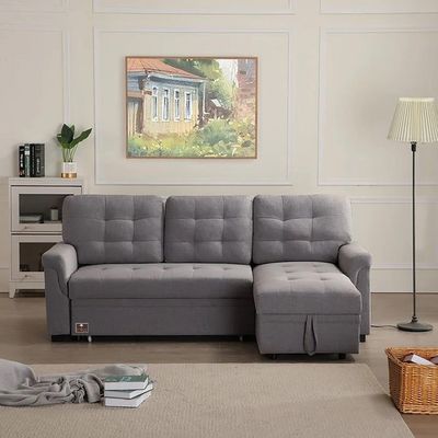 Modern 5 Seater L-Shape Sofa Cum Bed with Comfort Cushion