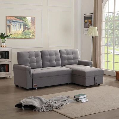 Modern 5 Seater L-Shape Sofa Cum Bed with Comfort Cushion