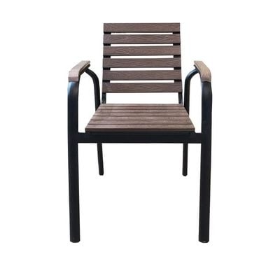 Wood Outdoor Chair with Metal Legs AB1211-Brown