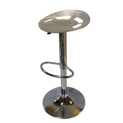 Contemporary Style Adjustable Height Stool JP1225A-White Silver 