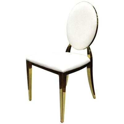 High Back Silver Stainless Dining ChairAB1111B-Gold White 