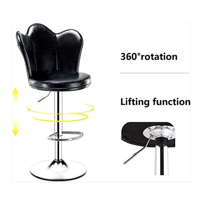 SBF Bar Stools Modern PU Leather Height Adjustable Bar Stools with Back and Footrest, Square Shape Swivel Bar Stool for Kitchen and Dining, Chrome Base Hydraulic Barstools, Set of 2, Black