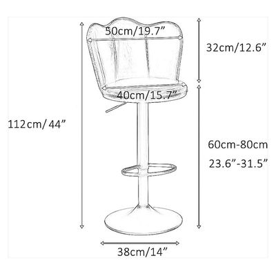 SBF Bar Stools Modern PU Leather Height Adjustable Bar Stools with Back and Footrest, Round Shape Swivel Bar Stool for Kitchen and Dining, Chrome Base Hydraulic Barstools, Set of 2, White