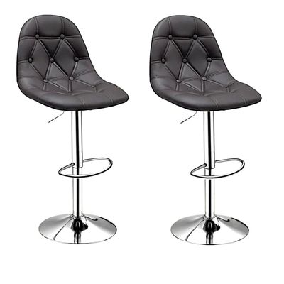 SBF Bar Stools Modern PU Leather Height Adjustable Bar Stools with Back and Footrest, Diamond Shape Swivel Bar Stool for Kitchen and Dining, Chrome Base Hydraulic Barstools, Set of 2, Grey
