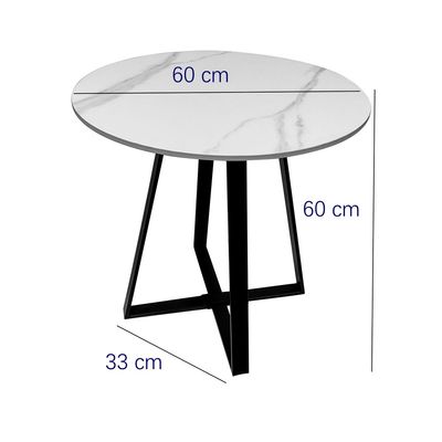 Maple Home Accent Round Side Table Luxury Sturdy Metal Frame Legs Coffee Table Marble Top End Table Rust Resistant Bedside Sofa Living Bedroom Furniture