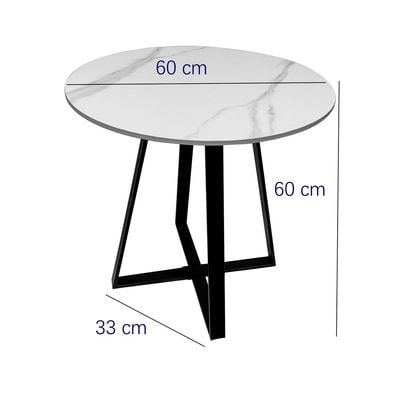 Maple Home Nordic Round Side Table  2-Tier Shelves Artificial Marble Top Sturdy Metal Frame Legs Coffee Table End Table Balconies Bedroom Office Living Room Corner Furniture