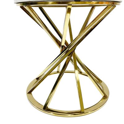 Maple Home Accent Round Side Table Luxury Sturdy Golden Metal Frame Legs Coffee Table Marble Top End Table Rust Resistant Bedside Sofa Living Bedroom Furniture