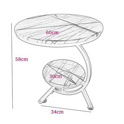 Maple Home Nordic Round Side Table  2-Tier Shelves Solid Wood Top Sturdy Metal Frame Legs Coffee Table End Table Balconies Bedroom Office Living Room Corner Furniture