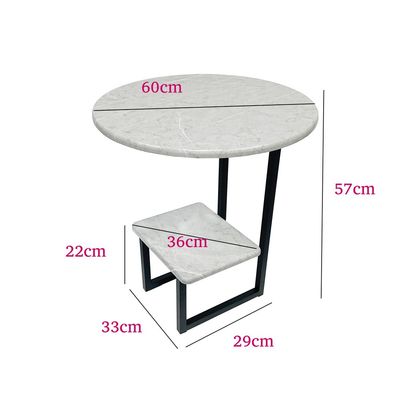 Maple Home Nordic Round Side Table  2-Tier Shelves Artificial Marble Top Sturdy Metal Frame Legs Coffee Table End Table Balconies Bedroom Office Living Room Corner Furniture