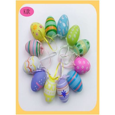 Homesmiths12 Pcs Easter Eggs, Easter Decoration, Ornaments with Bowknot, and Assorted Designs, Perfect for Festive Pastel-Coloured Decor, Kids Party Favours Bag Fillers.