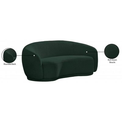 Snug Rounded Back Rich Green Modern Boucle Sofa