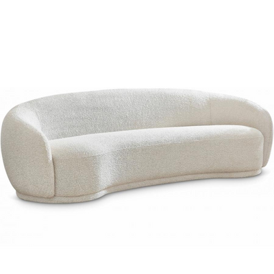 Snug Rounded Back Rich Cream Modern Boucle Sofa