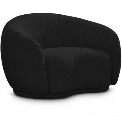 Snug Rounded Back Rich Black Modern Boucle Sofa