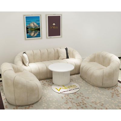 Collin Modern Oval Shape Sofa Set With Center Table