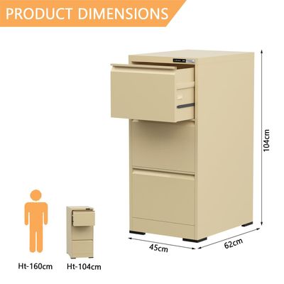 Mahmayi Victory Steel Japan OEM File Cabinet with Touch Screen Digital Lock with USB Charging Support, Portable Cabinet with 3 Storage Drawer, Vertical File Cabinet, Ideal for Office - Beige