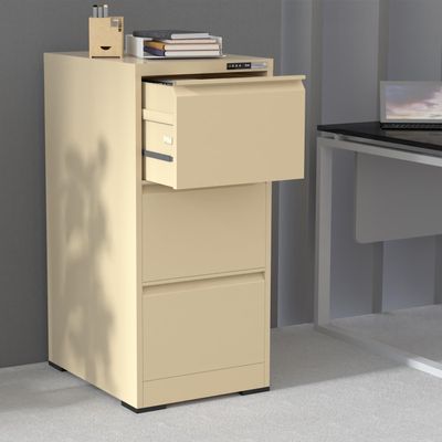 Mahmayi Victory Steel Japan OEM File Cabinet with Touch Screen Digital Lock with USB Charging Support, Portable Cabinet with 3 Storage Drawer, Vertical File Cabinet, Ideal for Office - Beige