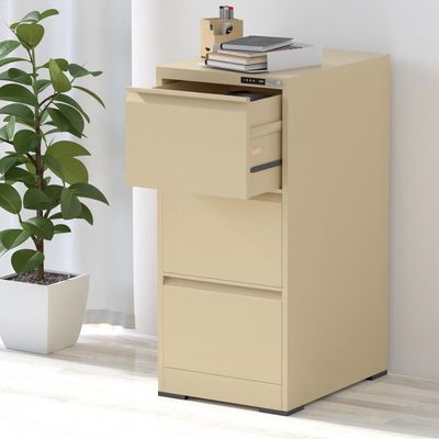 Mahmayi Victory Steel Japan OEM File Cabinet with Touch Screen Digital Lock with USB Charging Support, Portable Cabinet with 3 Storage Drawer, Vertical File Cabinet, Ideal for Office - Beige