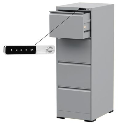 Mahmayi Victory Steel Japan OEM File Cabinet with Touch Screen Digital Lock with USB Charging Support, Portable Cabinet with 4 Storage Drawer, Vertical File Cabinet, Ideal for Office - Grey