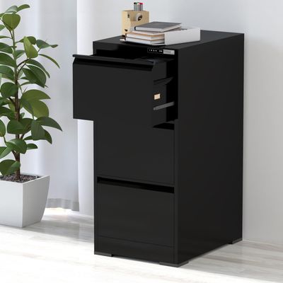 Mahmayi Victory Steel Japan OEM File Cabinet with Touch Screen Digital Lock with USB Charging Support, Portable Cabinet with 3 Storage Drawer, Vertical File Cabinet, Ideal for Office - Black