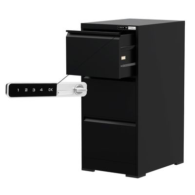 Mahmayi Victory Steel Japan OEM File Cabinet with Touch Screen Digital Lock with USB Charging Support, Portable Cabinet with 3 Storage Drawer, Vertical File Cabinet, Ideal for Office - Black