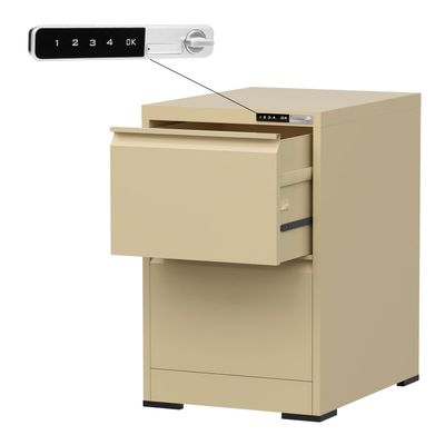 Mahmayi Victory Steel Japan OEM File Cabinet with Touch Screen Digital Lock with USB Charging Support, Portable Cabinet with 2 Storage Drawer, Vertical File Cabinet, Ideal for Office - Beige