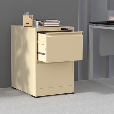 Mahmayi Victory Steel Japan OEM File Cabinet with Touch Screen Digital Lock with USB Charging Support, Portable Cabinet with 2 Storage Drawer, Vertical File Cabinet, Ideal for Office - Beige