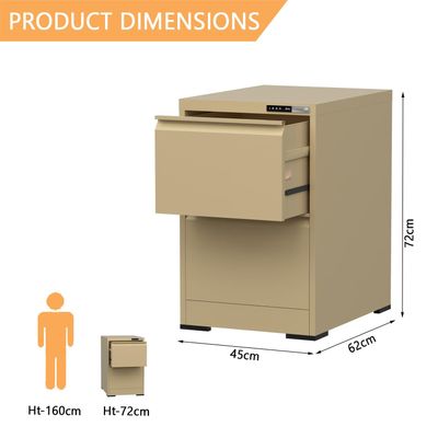 Mahmayi Victory Steel Japan OEM File Cabinet with Touch Screen Digital Lock with USB Charging Support, Portable Cabinet with 2 Storage Drawer, Vertical File Cabinet, Ideal for Office - Beige