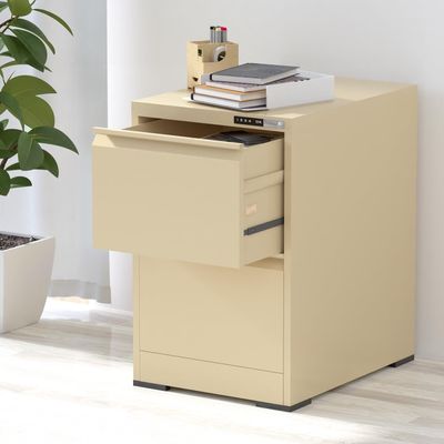 Mahmayi Victory Steel Japan OEM File Cabinet with Touch Screen Digital Lock with USB Charging Support, Portable Cabinet with 2 Storage Drawer, Vertical File Cabinet, Ideal for Office - Beige