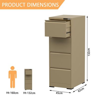 Mahmayi Victory Steel Japan OEM File Cabinet with Touch Screen Digital Lock with USB Charging Support, Portable Cabinet with 4 Storage Drawer, Vertical File Cabinet, Ideal for Office - Beige