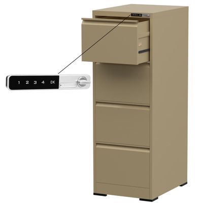 Mahmayi Victory Steel Japan OEM File Cabinet with Touch Screen Digital Lock with USB Charging Support, Portable Cabinet with 4 Storage Drawer, Vertical File Cabinet, Ideal for Office - Beige