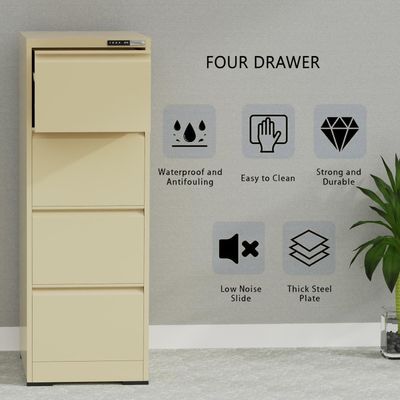 Mahmayi Victory Steel Japan OEM File Cabinet with Touch Screen Digital Lock with USB Charging Support, Portable Cabinet with 4 Storage Drawer, Vertical File Cabinet, Ideal for Office - Beige