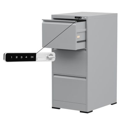 Mahmayi Victory Steel Japan OEM File Cabinet with Touch Screen Digital Lock with USB Charging Support, Portable Cabinet with 3 Storage Drawer, Vertical File Cabinet, Ideal for Office - Grey