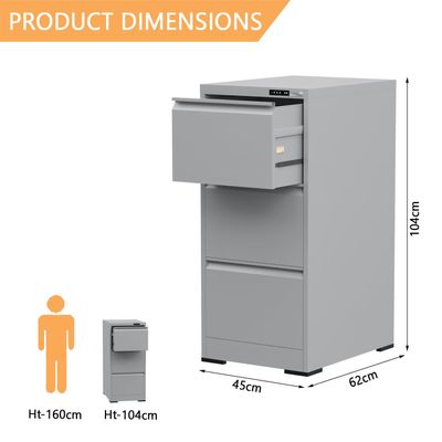 Mahmayi Victory Steel Japan OEM File Cabinet with Touch Screen Digital Lock with USB Charging Support, Portable Cabinet with 3 Storage Drawer, Vertical File Cabinet, Ideal for Office - Grey