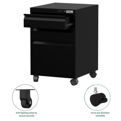 Mahmayi OEM File Cabinet with Touch Screen Digital Lock, Portable Cabinet with 3 Storage Drawer, Vertical File Cabinet, Caster Wheels Ideal for Office - Black