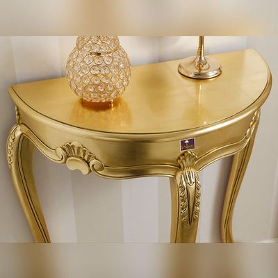 Console Table Arlette Half Moon French Baroque Style (Golden Leaf)