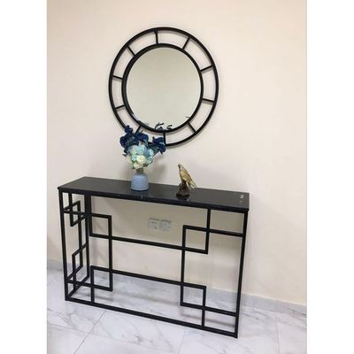 Wooden Twist Modern Console Table Stainless Steel Base, Marble Top Entryway for Hallway and Living Room Décor
