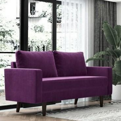 أريكة خشبية مصنوعة يدويًا من نسيج مخملي من الخشب الصلب ناعمة ومريحة بمقعدين