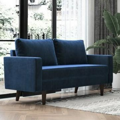 Wooden Twist Allay Designer Handmade Velvet Fabric Solid Wood Soft & Comfortable 2 Seater Sofa