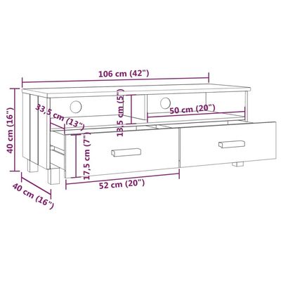 TV Cabinet HAMAR White 106x40x40 cm Solid Wood Pine