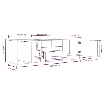 TV Cabinet Black 140x35x40 cm Engineered Wood